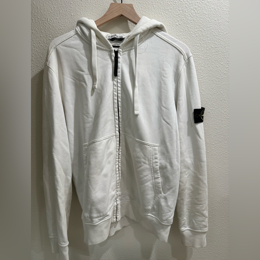 Stone Island Zip Up Hoodie XL White